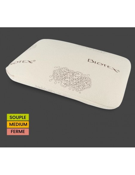 OREILLER BIOTEX MEMOTRADI : mousse à mémoire de forme à base d'huile de ricin végétale